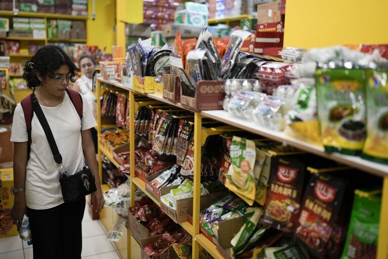 Chinese products are seen in a supermarket in downtown Mexico City, Wednesday, July 24, 2024. (AP Photo/Eduardo Verdugo)