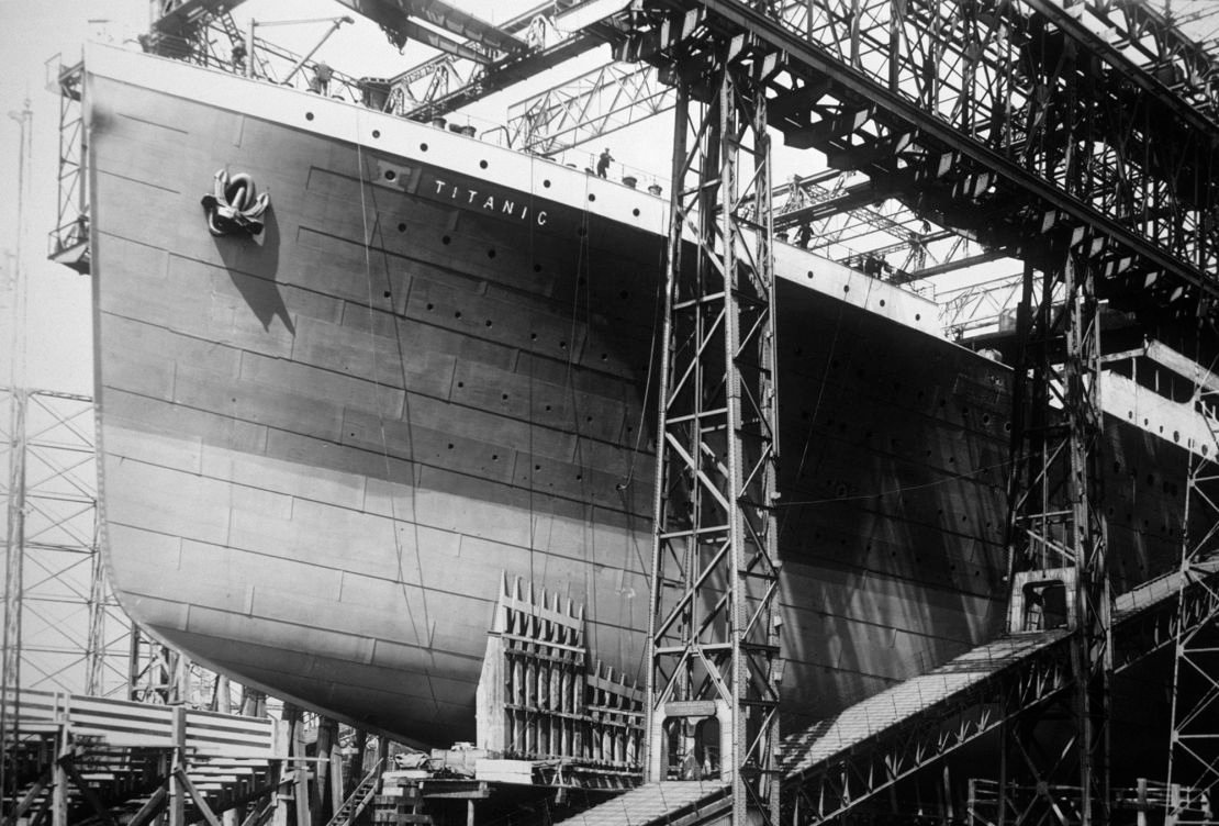 The Titanic under construction at a<strong> </strong>Harland & Wolff shipyard in Belfast. The ship hit an iceberg and sank on her maiden voyage in April 1912.” class=”image__dam-img image__dam-img–loading” onload=”this.classList.remove(‘image__dam-img–loading’)” onerror=”imageLoadError(this)” height=”1355″ width=”2000″ loading=”lazy”></picture></div></div><p class=